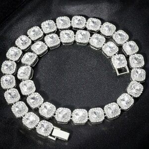 ⭐ Large 22" Long Iced Out Diamond 46 Ctw. Necklace 13mm Wide 18k White Gold ⭐